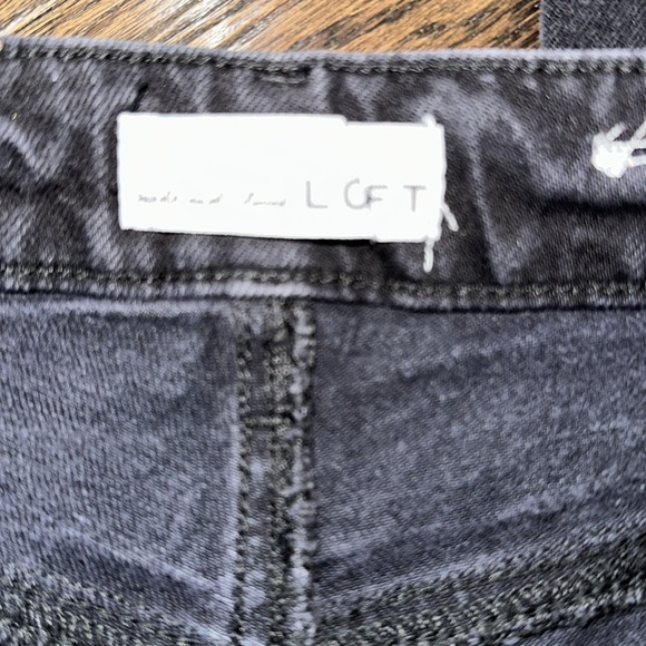 Made and Loved LOFT Black Denim Jeans curvy straight crop raw hem size 6/28 - Picture 4 of 8